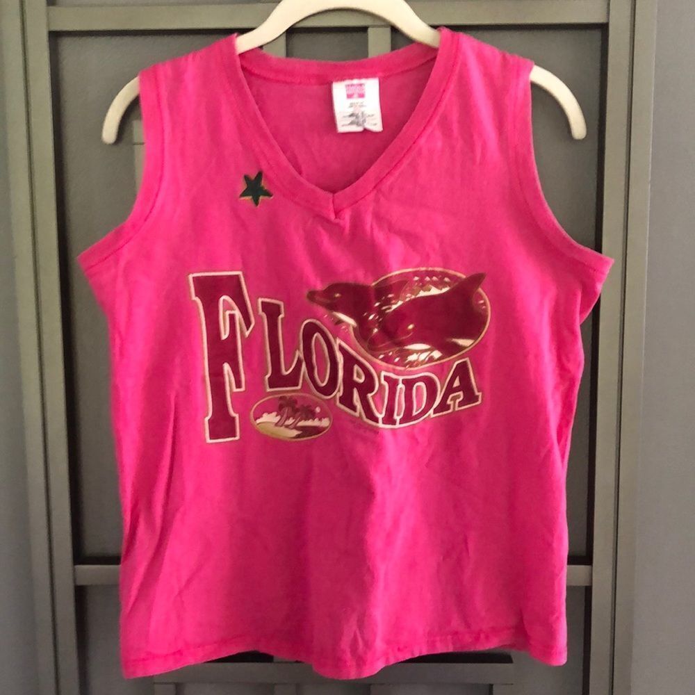 Vintage 80’s Florida pink tank T-shirt 100% cotton